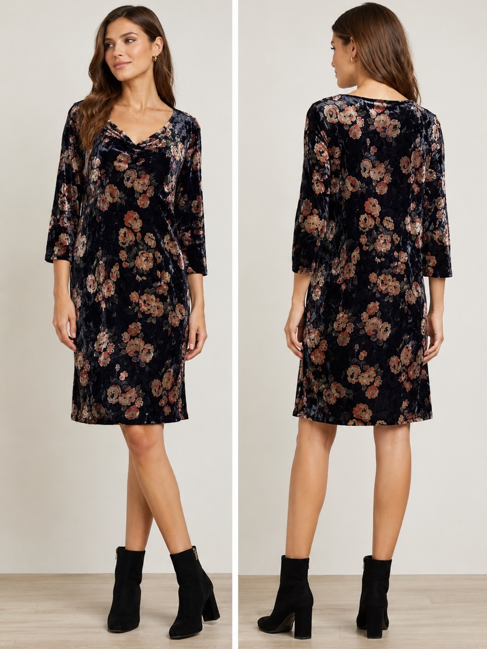 Aryeh Anthropology Black Floral Velvet Dress | size L